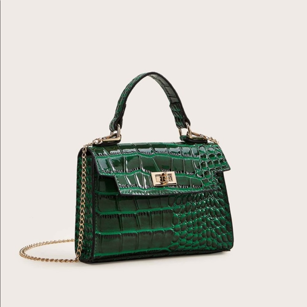 ASOS Green Croc-Embossed Mini Bag - Picture 2 of 16